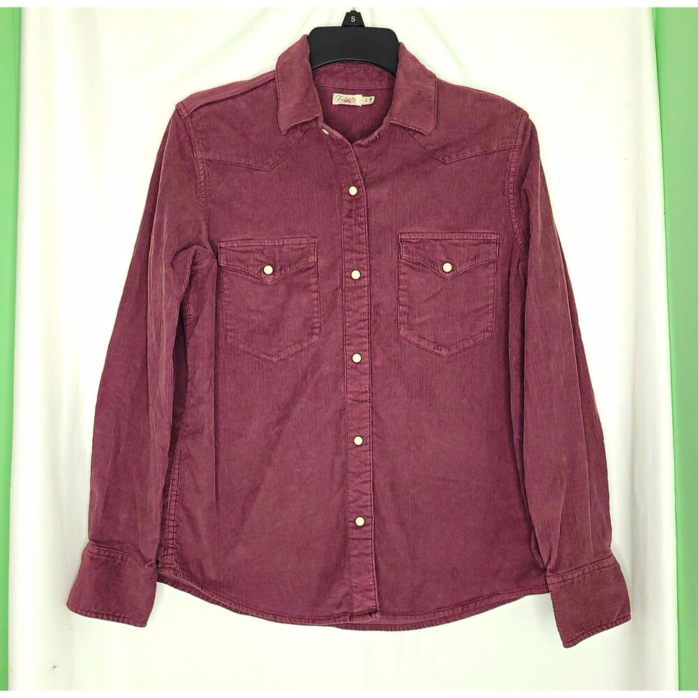 Faherty Women’s  Purple Corduroy Snap Front Western Long Sleeve Shirt SMALL